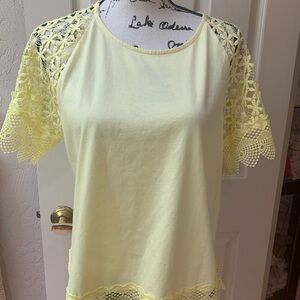 Marc New York Yellow Lace Sleeve Blouse